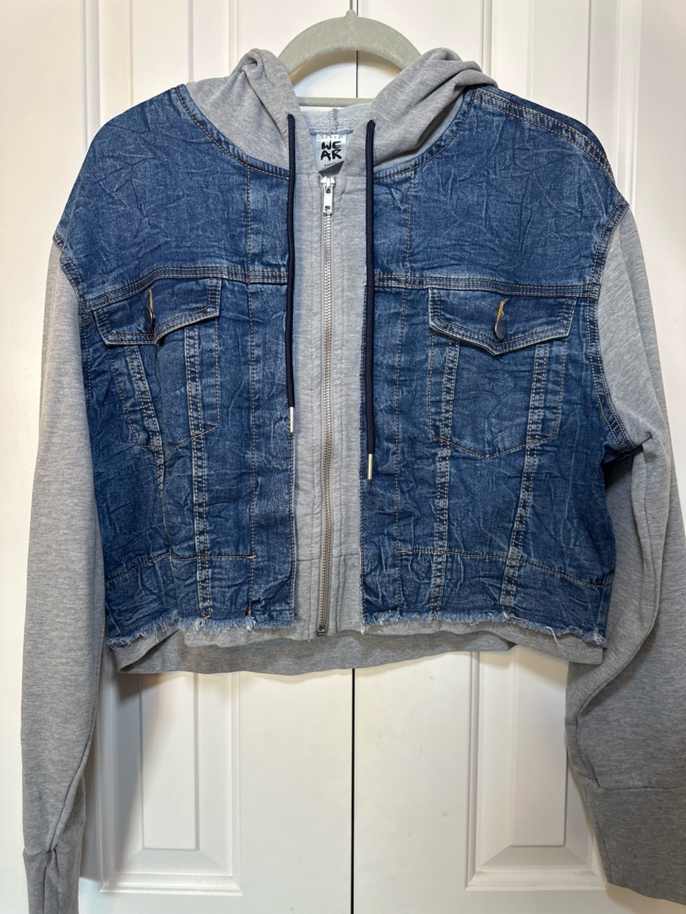 Zumba Fitness Blue Denim & Gray Hoodie Jacket